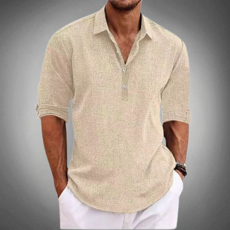 Men's Button-Down Shirt with Turn-Down Collar