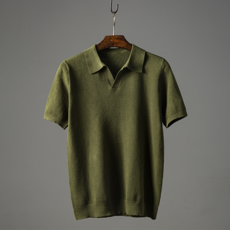 Men's Polo Shirt with Turn Down Collar and Short Sleeves