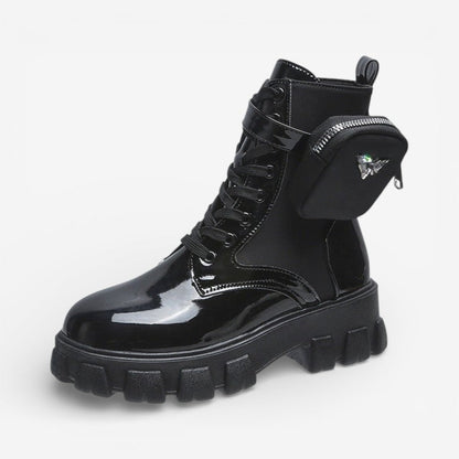 Ankle Boots with Mini Bag and Lace-Up Closure