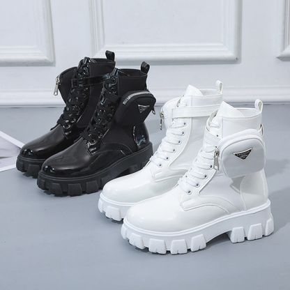 Ankle Boots with Mini Bag and Lace-Up Closure