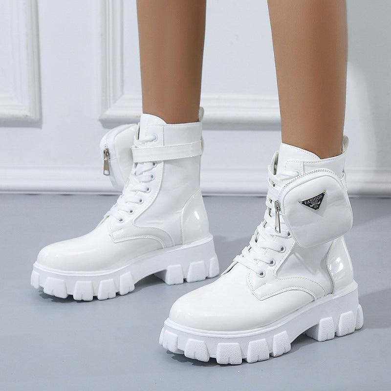 Ankle Boots with Mini Bag and Lace-Up Closure