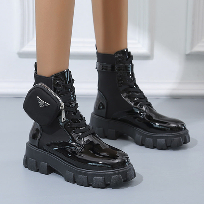 Ankle Boots with Mini Bag and Lace-Up Closure