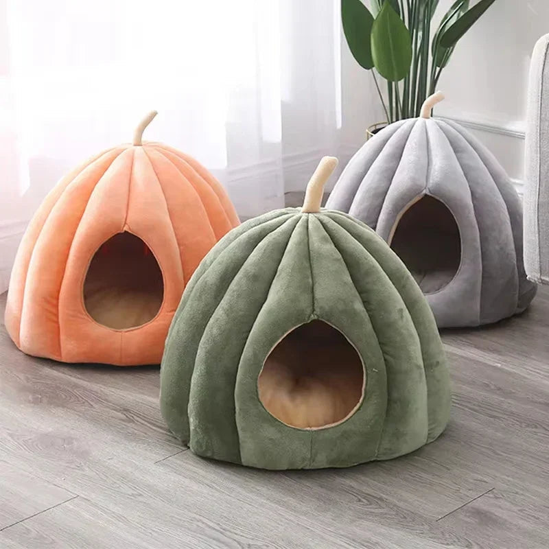 Cat House with Pumpkin-Inspired Design