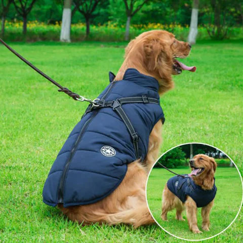 Dog Coat with Full Body Protection and Built-In Harness