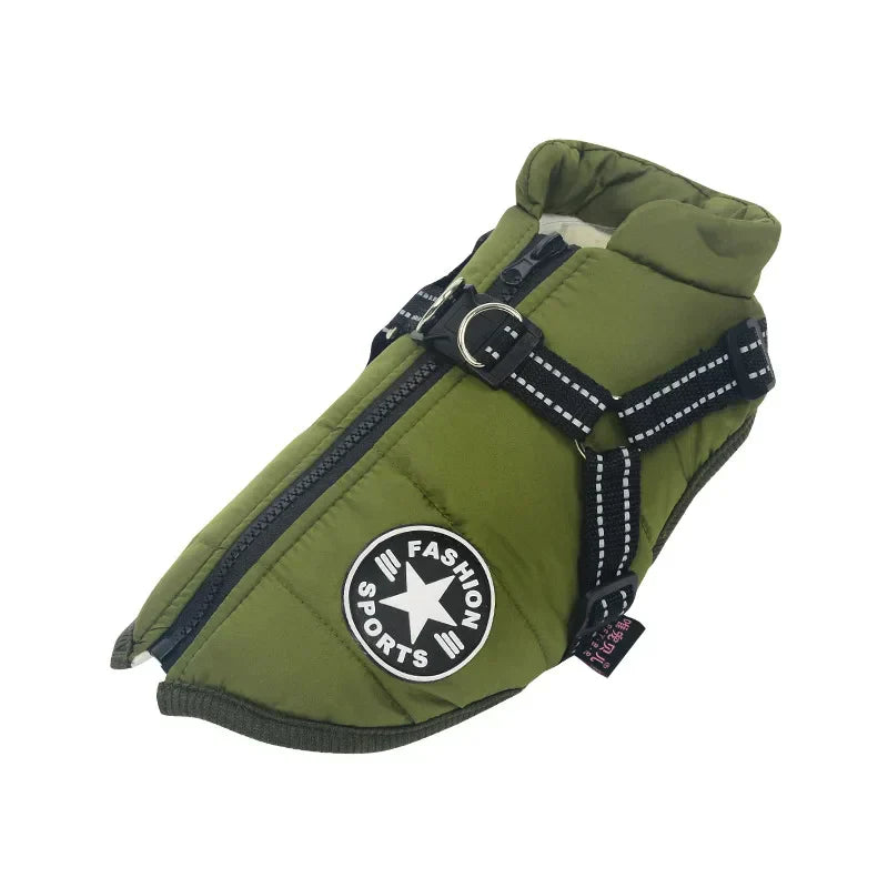 Dog Coat with Full Body Protection and Built-In Harness