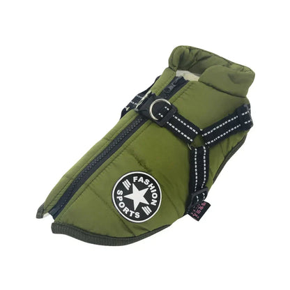 Dog Coat with Full Body Protection and Built-In Harness