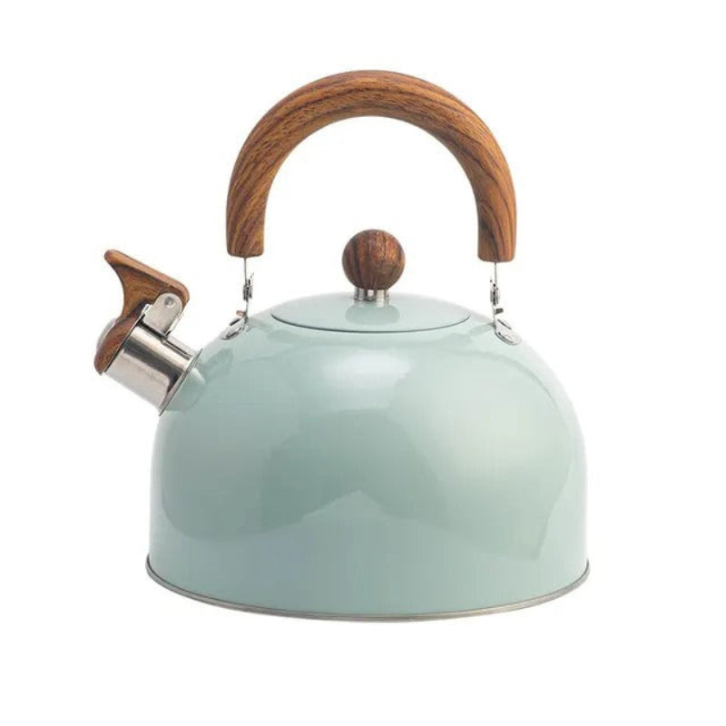 Dome-Shaped Whistling Kettle with Wooden Handle