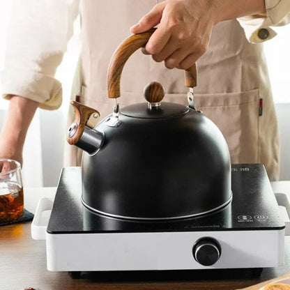 Dome-Shaped Whistling Kettle with Wooden Handle