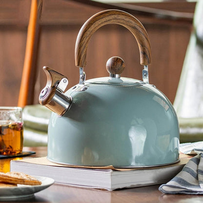Dome-Shaped Whistling Kettle with Wooden Handle