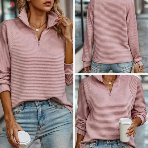 Elegant Zip V-Neck Sweater detail