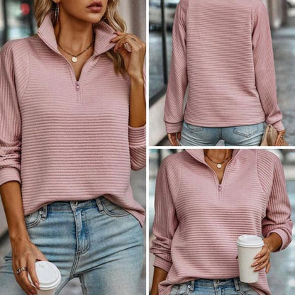 Elegant Zip V-Neck Sweater detail