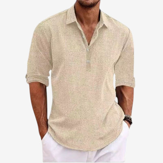 Men's Button-Down Shirt with Turn-Down Collar