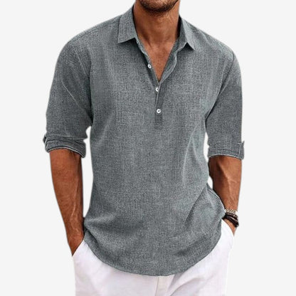 Men's Button-Down Shirt with Turn-Down Collar