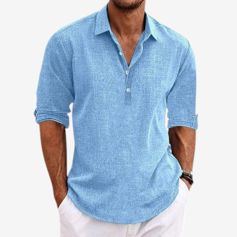 Men's Button-Down Shirt with Turn-Down Collar