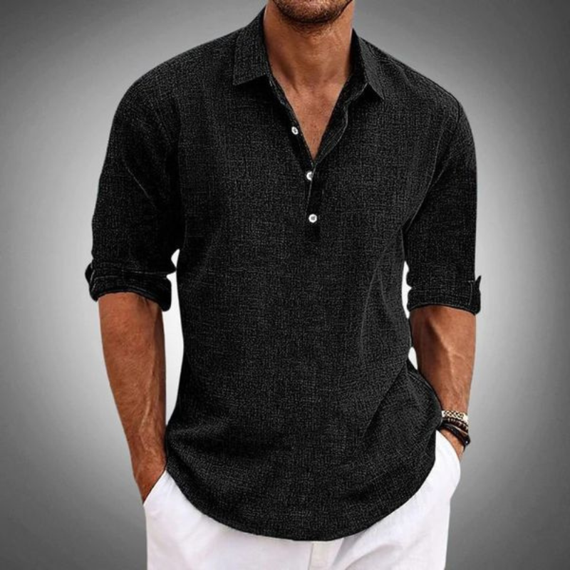 Men's Button-Down Shirt with Turn-Down Collar
