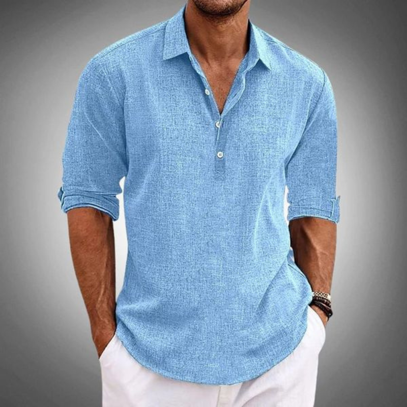 Men's Button-Down Shirt with Turn-Down Collar