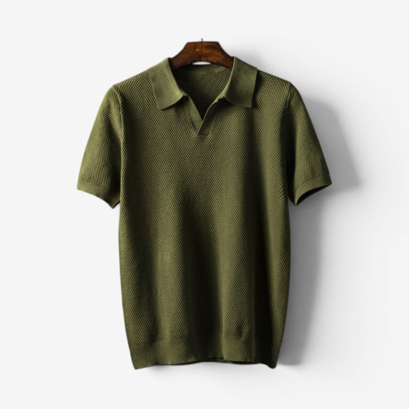 Men's Polo Shirt with Turn Down Collar and Short Sleeves