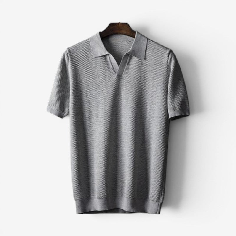 Men's Polo Shirt with Turn Down Collar and Short Sleeves
