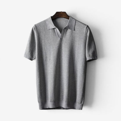 Men's Polo Shirt with Turn Down Collar and Short Sleeves