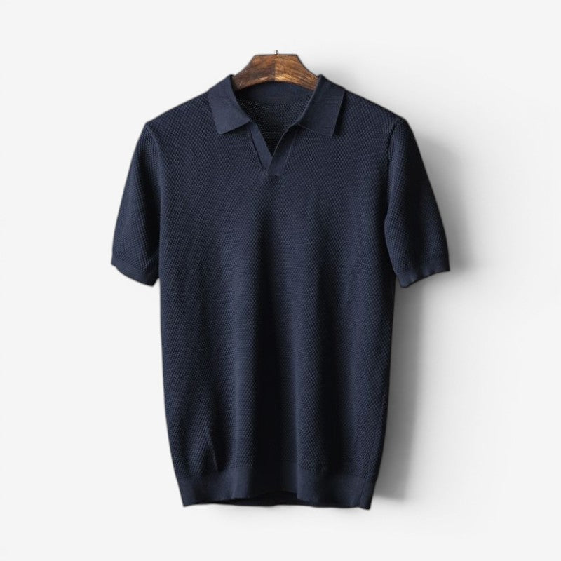 Men's Polo Shirt with Turn Down Collar and Short Sleeves