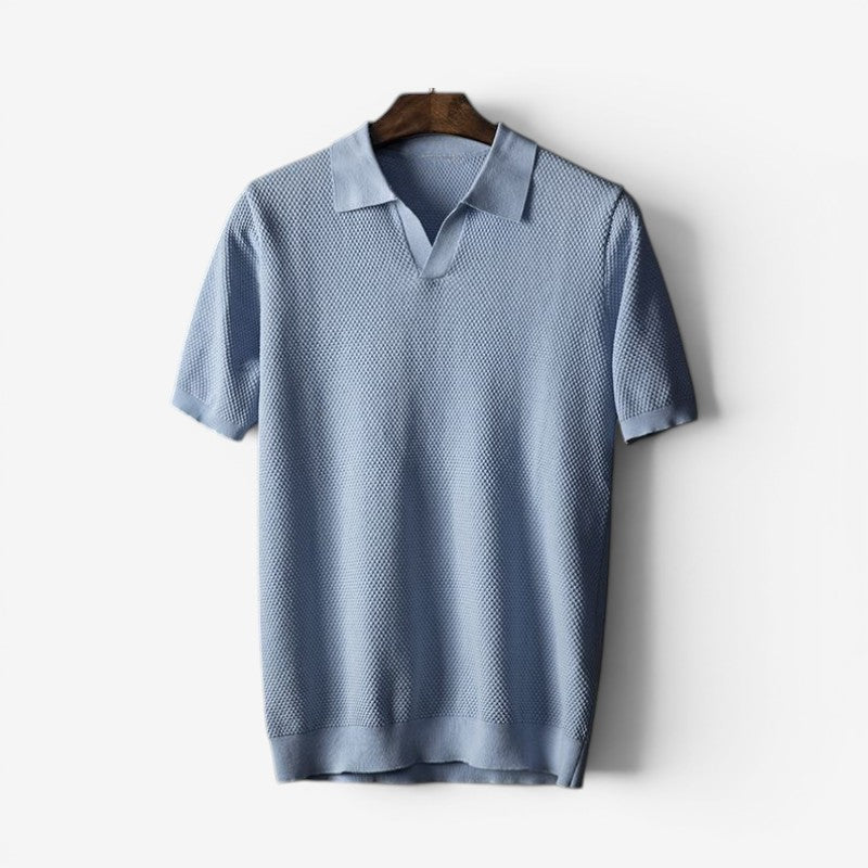 Men's Polo Shirt with Turn Down Collar and Short Sleeves