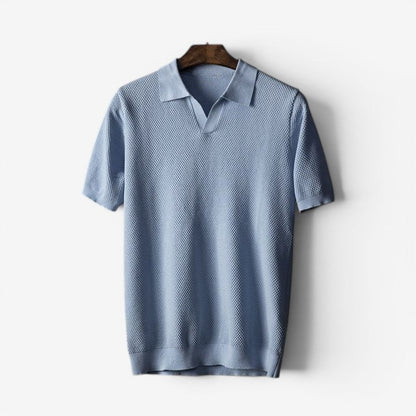 Men's Polo Shirt with Turn Down Collar and Short Sleeves