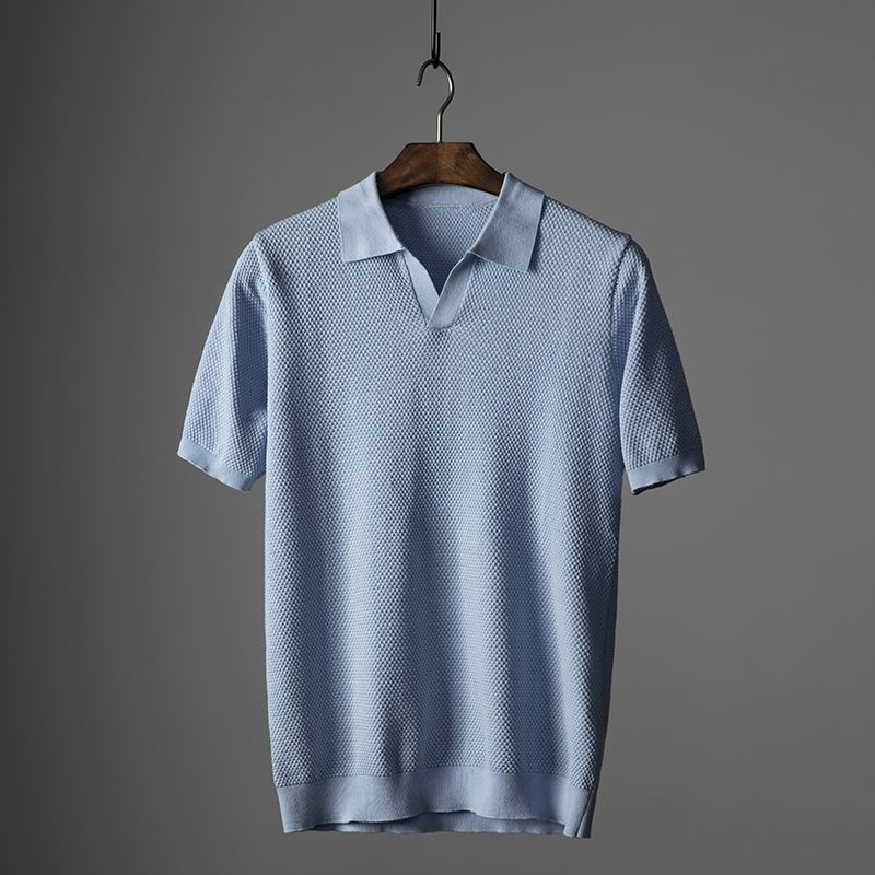 Men's Polo Shirt with Turn Down Collar and Short Sleeves