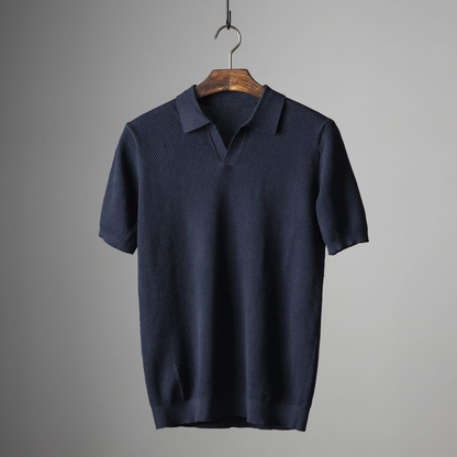 Men's Polo Shirt with Turn Down Collar and Short Sleeves