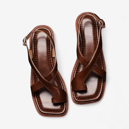 Sandals with Cross Straps and Buckle