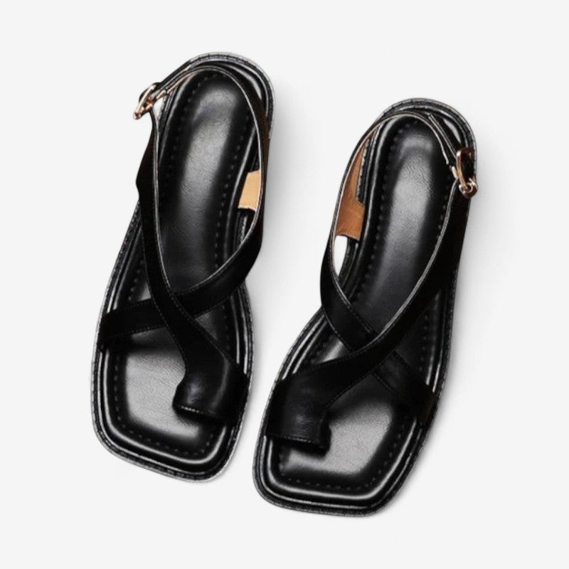 Sandals with Cross Straps and Buckle