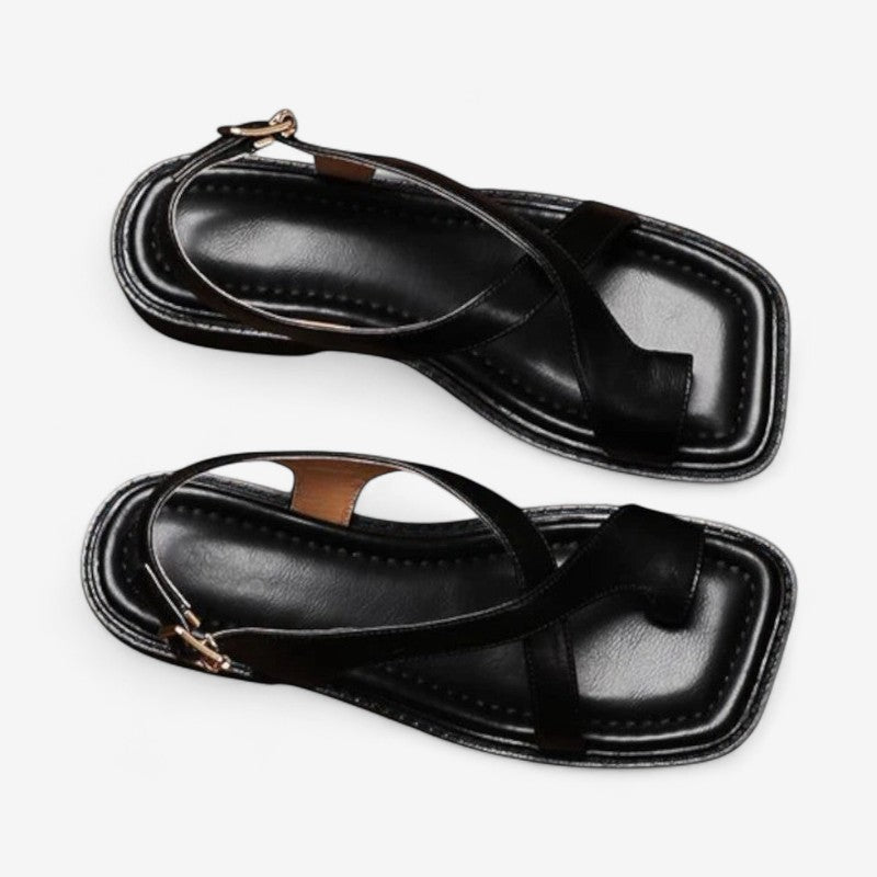 Sandals with Cross Straps and Buckle