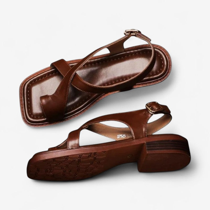 Sandals with Cross Straps and Buckle