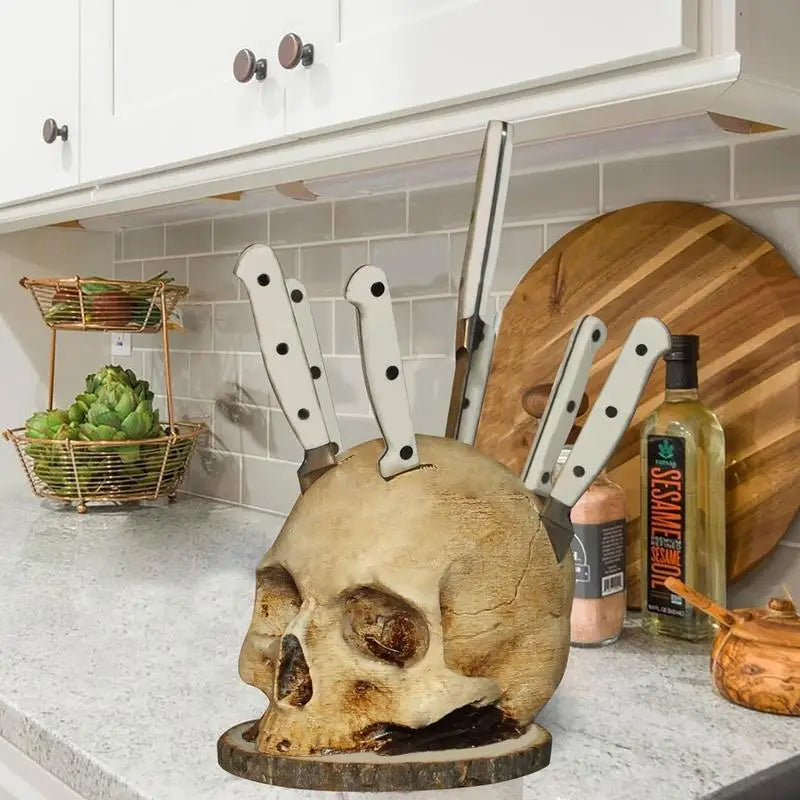 Skull-Shaped Knife Holder for Kitchen Storage
