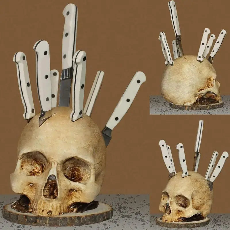 Skull-Shaped Knife Holder for Kitchen Storage