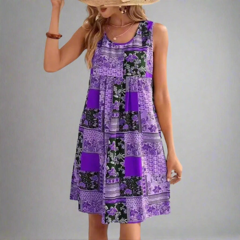 Women’s Patchwork Sleeveless Mini Dress