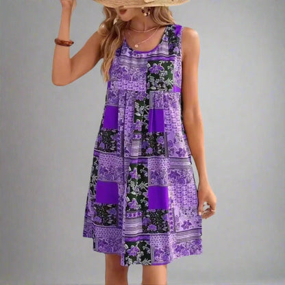 Women’s Patchwork Sleeveless Mini Dress