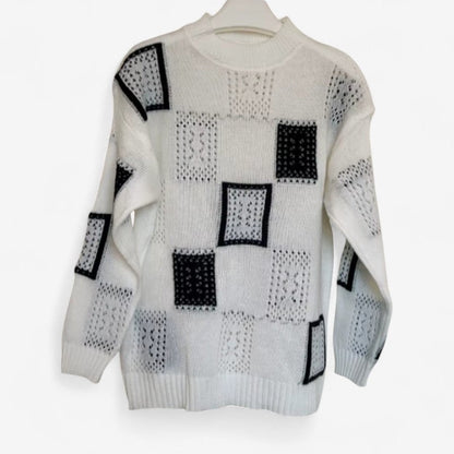 Women's Printed Round Neck Relaxed Fit Jumper