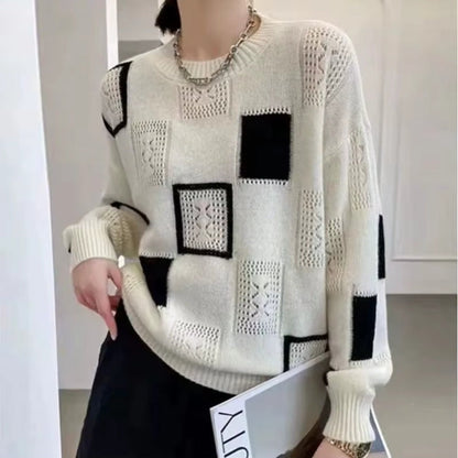 Women's Printed Round Neck Relaxed Fit Jumper