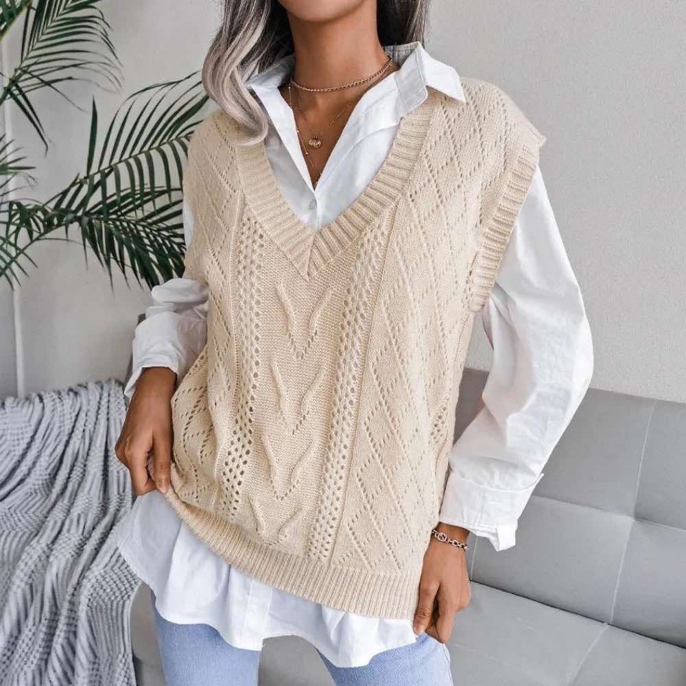 Women's Sleeveless V-Neck Knit Vest