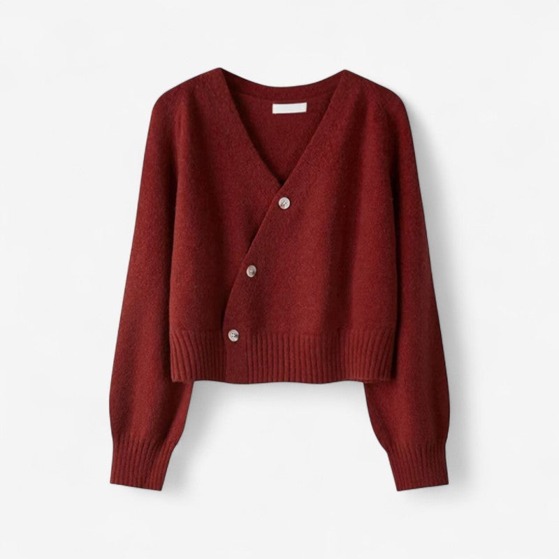 Women's V-Neck Ribbed Hem Knit Top