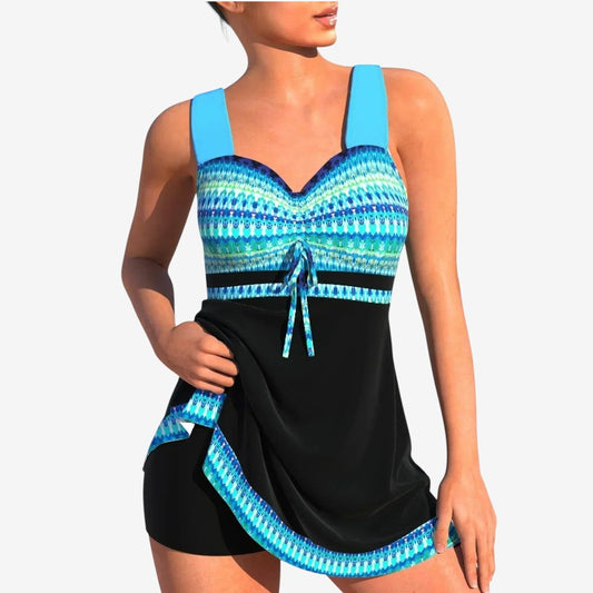 Women's V-Neck Swimsuit with High-Waisted Design