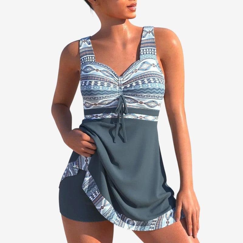 Women's V-Neck Swimsuit with High-Waisted Design