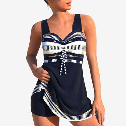 Women's V-Neck Swimsuit with High-Waisted Design