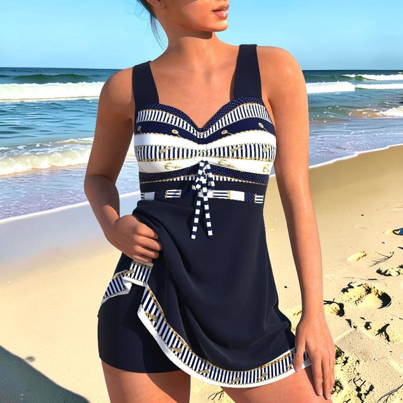 Women's V-Neck Swimsuit with High-Waisted Design