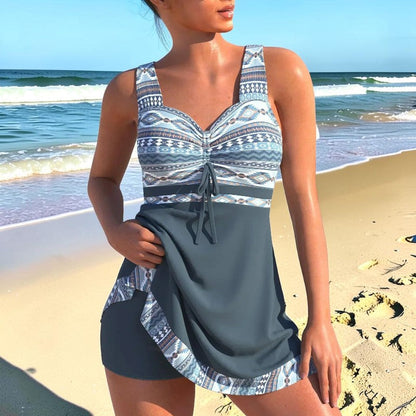 Women's V-Neck Swimsuit with High-Waisted Design
