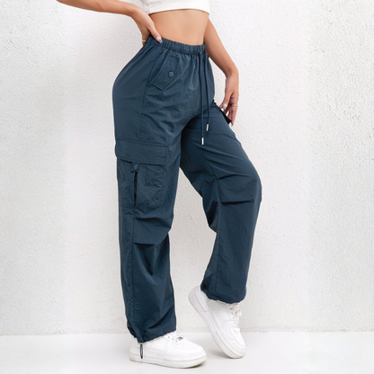 Women's Wide-Leg Trousers with Multiple Pockets