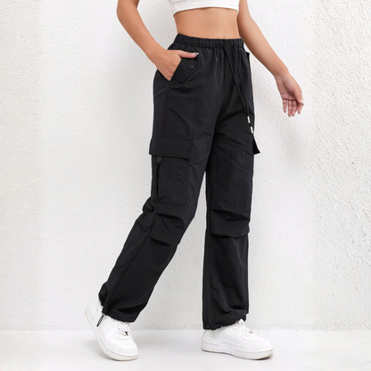 Women's Wide-Leg Trousers with Multiple Pockets