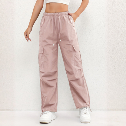 Women's Wide-Leg Trousers with Multiple Pockets