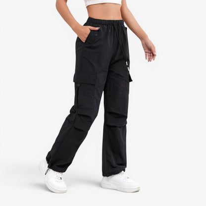 Women's Wide-Leg Trousers with Multiple Pockets