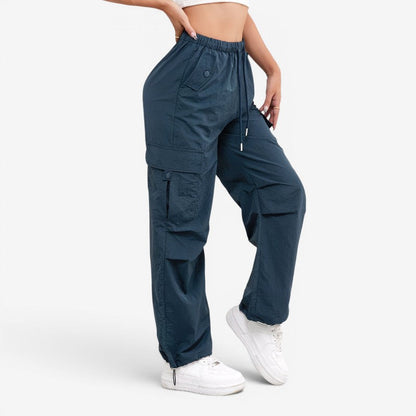 Women's Wide-Leg Trousers with Multiple Pockets